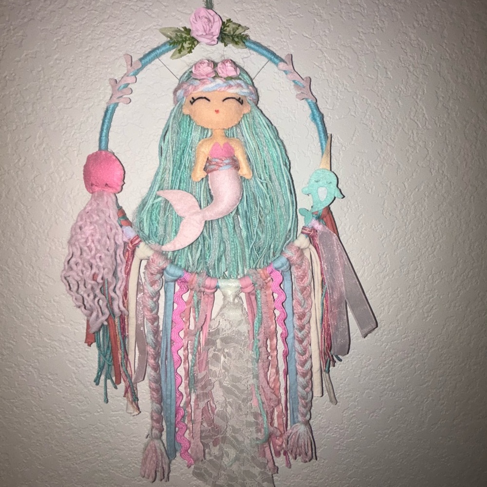 Handmade Mermaid Dreamcatcher with Pastel Colors
